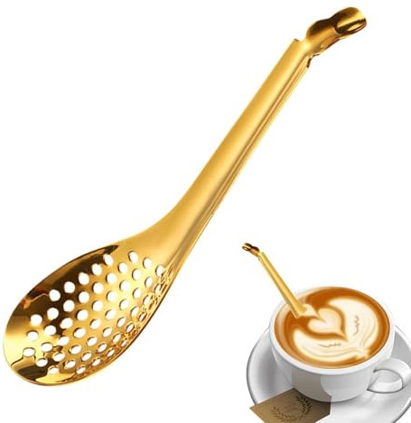 Cucchiaio per caviale – Cucchiaio da portata decorativo, prodotto da cucina, filtro gourmet – Cucchiaio da cucina, cucchiaio oro o argento Colander, utensili da cucina per caviale, salse, stufati,