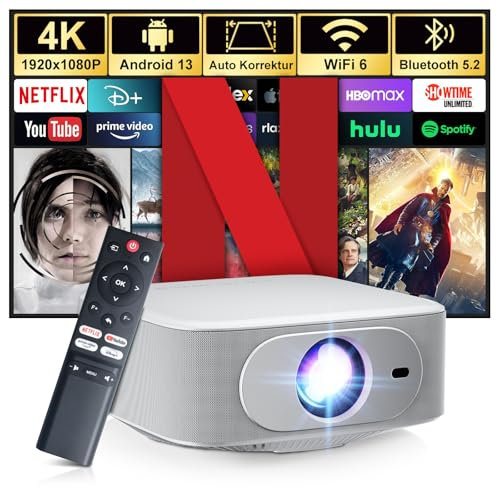 [Built in Apps & Android 13] Salange 4K Smart Projector,Electric Focus & Auto Keystone,800ANSI FHD 1080P WiFi6 BT5.2 Portable Projector,Home Projectors Compatible with Netflix/Youtuber/Prime Video