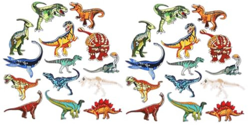 LALAFINA 28pcs Dinosaur Patches for Birthday Party Sewable Embroidery Appliques for Clothing Dinosaurs Decorations