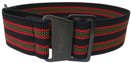 Wrist Envy Elastic Nylon French Marine Nationale Watch Strap Band Black Hardware Hook-And-Loop 20mm 22mm Green Black (Black Green Red, 22mm)