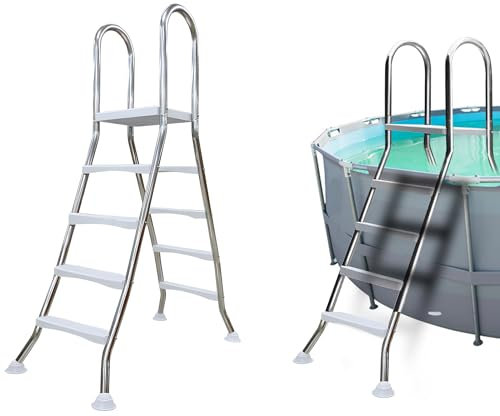 AIBOTY Scaletta per Piscina Antiscivolo in Acciaio Inox, Scala per Piscina Fuori Terra Installazione Facile, Scala per Piscina Fuori Terra a Due Lati, Scale per Piscina, Carico 250 kg