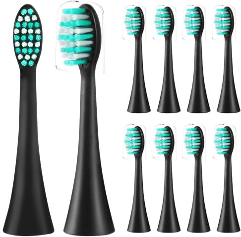 10 Pcs Bürstenköpfe passend für Happybrush VIBE 3 Aufsteckbürsten Ersatzbürsten, Ersatzbürstenkopf passend für Eco VIBE 3 - Schwarz