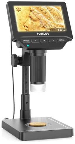TOMLOV DM4W Microscope with Weighing Scale: 4.3 Digital Coin Microscope with Screen, Error Coin Magnifier with Lights, Weight Scale for Collectors, Jeweler, Students, Compatible with Windows/Mac
