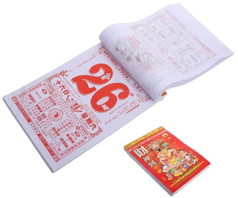 Mipcase Chinesischer Wandkalender 2026 Jahr Des Pferdes AbreißBarer Tageskalender Mit Traditionellen Feng Shui Informationen Rot 11.4X8 Zoll