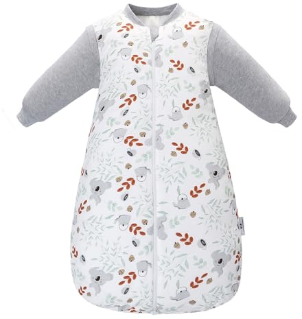 Baby Schlafsack Winter mit abnehmbaren Ärmeln 3.5 TOG Warm Baumwolle Baby Winterschlafsack 0-18 Monaten (Koala, L)