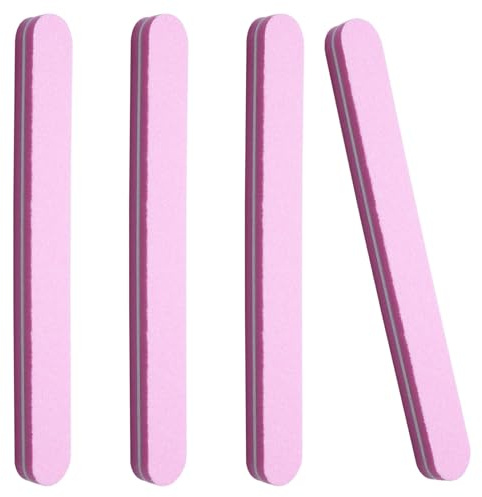Lot de 4 limes à ongles professionnelles grain 100/180, bloc tampon à ongles, limes à ongles épaisses, double face, pour outils de manucure de salon et outils de toilettage des animaux – Rose