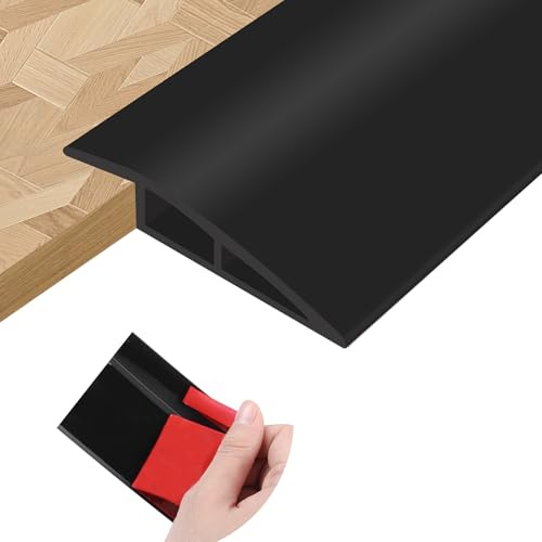 Übergangsprofil selbstklebend Türschwellenrampe Übergangsprofil Höhenausgleich PVC Übergangsleiste Boden Türschwellen Leiste Abdeckleisten für Fußböden Schwellen (Schwarz, 10mm×1m)
