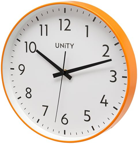Unity Fradley tyst väggklocka modern orange 30 cm