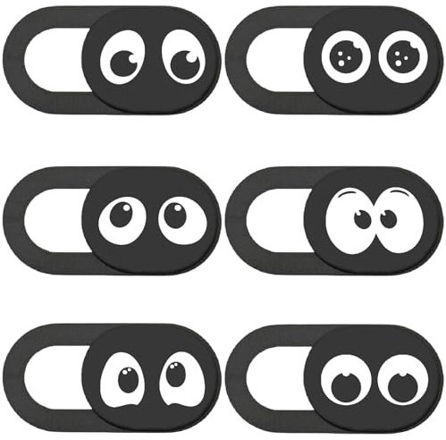 PRESSINART 6 Pezzi Copertura Ultra Sottile per Webcam con Scorrimento Coperture per Telecamere con Motivo OCO Blocco Scorrevole per Webcam Protezione a Privacy per Mini PC Smartphone