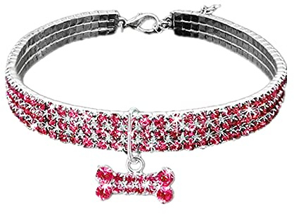WBDWWTD Hund Söt Pet Chocker Bling Rhinestone Fancy Hundhalsband (röd, L)