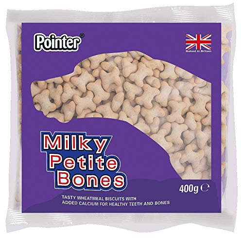 Pointer - Milky Petite Small Bite Dog Bones, Milky Petite Dog Treats, Wheatmeal Biscuits with Added Calcium, (6 x 400g) - 2.4kg
