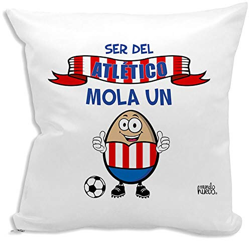 Cojin Decorativo, Original y Personalizado para Regalo, Ideal para Hobby. Incluye Relleno. Ser del Atletico me Mola un Huevo. 42,5 X 42,5 cm. Cojines con Agradable Tacto de Algodon.