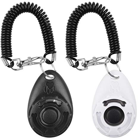 Diyife 2 Pack Dog Clickers with Elastic Wrist Strap - Large Button Training Clicker for Dogs, Cats, Horses - Professional Pet Training Tool for Behavior Conditioning
