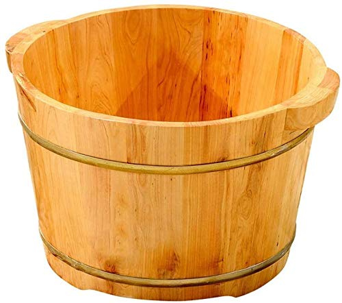 Foot Tub Wooden Foot Basin Household gift Solid Wood Natural Solid Wood Foot Tub Foot Bath Barrel Thicken Foot Basin Wooden Smooth and delicate pedicure bucket Foot Bath Foot Barrel Wooden Foot Soakin
