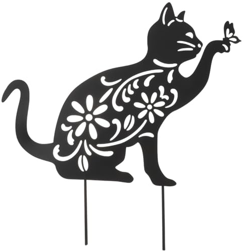 BESPORTBLE Black Cat Plants Decor Cat Garden Ornament Decorative Black Garden Statue Metal Stakes for Yards Gardens Animal Lawn Decoration Decor