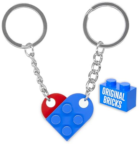 NumeroPhi Llavero Pareja Corazón (2 uds), Mitades Encajables, Regalo para Aniversario, Navidad, San Valentín y Casa Nueva - Hecho a Mano en España
