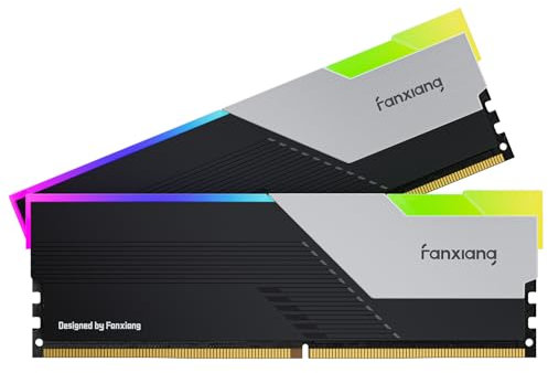 fanxiang RGB DDR5 RAM 32GB Kit (2x16GB) 6400MT/s CL40, Overclocking Gaming, Intel XMP 3.0 / AMD Expo, PC Computer Arbeitsspeicher, Grau