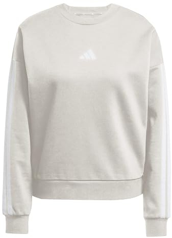 Adidas Donna Essentials 3-Stripes Fleece Sweatshirt, Wonder Alumina/White, M