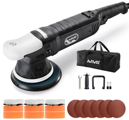 AUTIWOZ Car Buffer Polisher, 6-Inch Dual Action Polisher for Car Detailing, 15mm Random Orbital Car Polisher with 6 Variable Speeds1800-4800RPM, DA Polishers Kit for Car Detailing/Polishing/Waxing