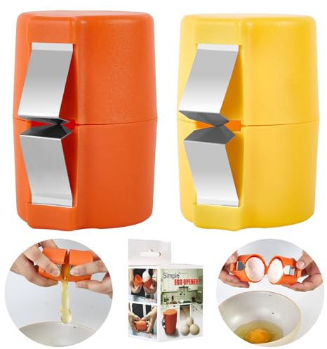 Egg Shell Opener, 2025 Upgraded Stainless Steel Egg Cracker Tool, Egg Topper Cutter Tool, Ideal for Raw Eggs, Handheld, Convenient for Home & Camping, Kitchen Gadgets (Yellow)