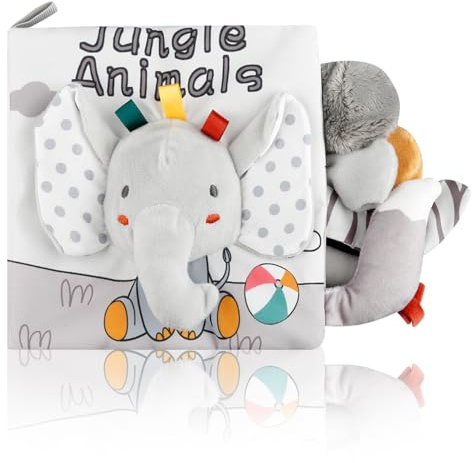 Bojueshaw Baby Soft Books,Newborn Sensory Soft Books Toy,Baby Essentials Gifts,Early Development Toys for 0 3 6 12 Months Boys Girls(Elephant)