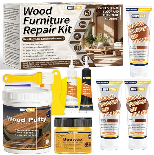 Kit de Reparación de Laminado, Gran Capacidad Kit de Reparación de Madera, Masillas de Madera y Cera de Abejas, Reparación de Arañazos, Grietas, Agujeros, Decoloración Reparador de Madera