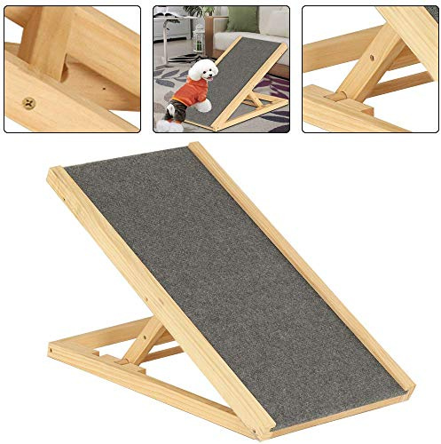 Adjustable Wooden Dog Ramp Non Slip Pet Ramp For Sofa Bed Solid Pine Wood 2 Height Settings 30cm 40cm Ideal For Small Dogs Puppies Senior Pets 70 X 35cm