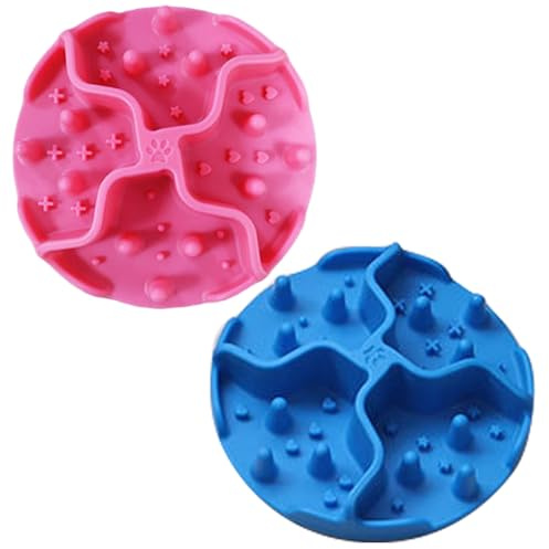 Anti-Choking Puzzle Slow Feeder Insert, 2Pcs Slow Feeder Insert for Dog Bowl Anti-choking Safe Soft Silicone for Small Dogs and Cats