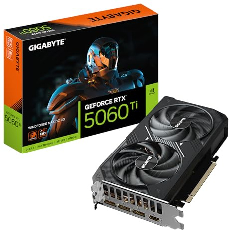 Gigabyte GeForce RTX 5060 Ti WINDFORCE MAX OC 8G Graphics Card - 8GB GDDR7, 128bit, PCI-E 5.0, 2587MHz Core Clock, 3 x DP, 1 x HDMI, NVIDIA DLSS 4, GV-N506TWF2MAX OC-8GD