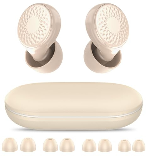 Tapones Oídos Ruido Dormir, 45dB Tapones Cancelacion de Ruido, Cómodos y Ergonómicos, Lavables y Reutilizables, 4 Tamaños de Earplugs, para Dormir/Concentrarse, beige