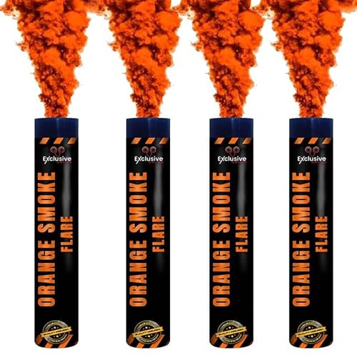 EXCLUSIVE ONLINE Ring Pull Smoke Grenades/Flares Pack of 4 Colors for Paintball Weddings Photoshoots Football Celebrations & Special Effects (Orange)