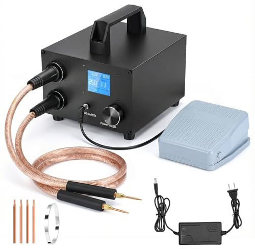 Jradse Soldador de Puntos con Condensador, Máquina de Soldar por Puntos 3000F Condensador - SE-223, 250 Niveles Ajustables para Cintas de Níquel 0,1-0,3mm, Soldador de Puntos para Pilas 18650