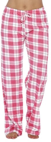 Just Love Women's 100% Cotton Plaid Pajama Pants, Jersey Knit Sleep and Lounge PJ Bottoms, Pink, X-Small