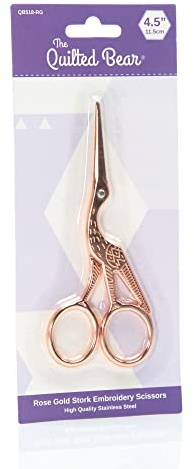 The Quilted Bear Ciseaux à broder en or rose – Ciseaux à broder/ongles de précision en or rose avec lames tranchantes pour la couture et la broderie (11,4 cm)