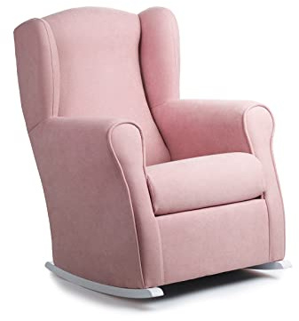 Gasten a gusto SILLONEA - Mecedora de Lactancia cómoda para mamá y bebé, Ideal para Dar el Pecho, tamaño reducido, tapizado Rosa Antimanchas (100x74x77 cm)