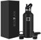 Edelstahl Trinkflasche mit 3 Deckel - Auslaufsicher Thermosflasche - Metall Wasserflasche Doppelwandig Isoliert BPA-freie fur Sport Schule Fitness Camping