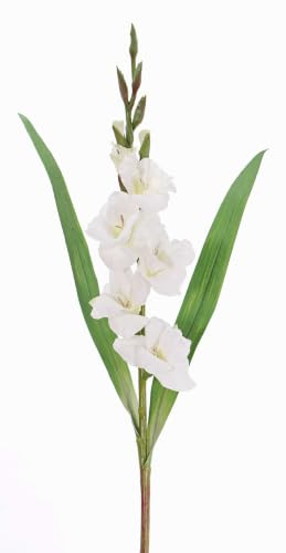 artplants.de Konstgjord blomma Gladiolus ELEA, vit, 85 cm, Ø 3–10 cm