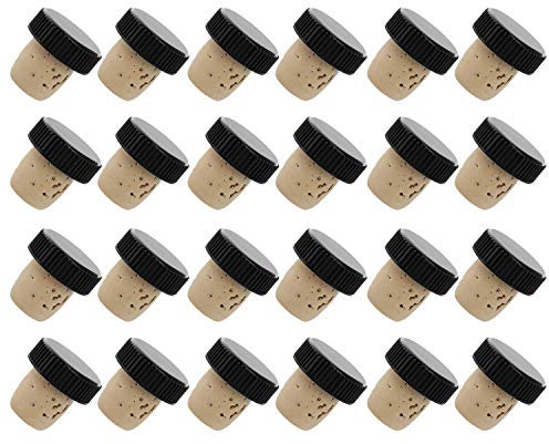 Westmark, 482020E3 Lot de 24 bouchons en liège naturel et plastique pour bouteilles de 0,7 à 1 l Marron clair/noir