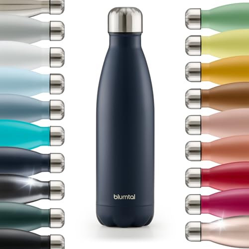Blumtal Trinkflasche 500 ml Edelstahl - auslaufsichere Isolierflasche - BPA-freie Trinkflasche kalt & warm - doppelwandige Insulated Bottle - rostbeständige Isolierflasche Dark Ocean Blue - Blau