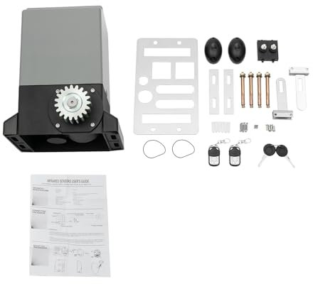 MBUYI - Set completo per porta scorrevole da 370 W, azionamento per porta del garage con 2 telecomando, motore per porta del garage con cremagliera da 6 x 1 m, per cancello del cortile, fino a 600 kg