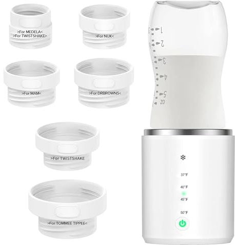 Flaschenwärmer Baby,Tragbarer Flaschenwärmer Baby Unterwegs, Flaschenwärmer mit 6 Adapters, Schnelle Erwärmung mit Temperaturregelung, Fläschchenwärmer to go für Familien und Reisen