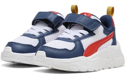 PUMA Trinity Lite AC+ Inf, Sneaker Unisex-Bimbi 0-24, White-Fierce Red-Persian Blue, 26 EU