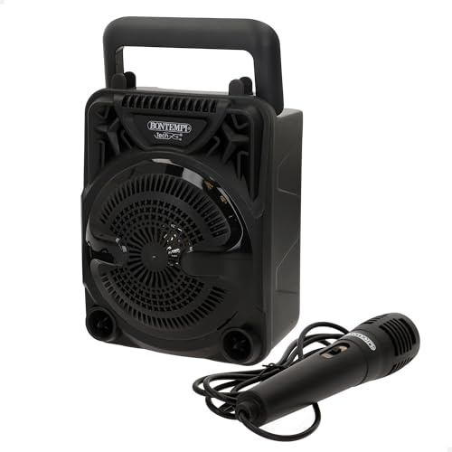 COLORBABY Mini Haut-Parleur karaoké avec Microphone, lumières RVB, Connexion sans Fil, USB, microSD, Radio, Fonction stéréo, Batterie Rechargeable, Format Portable 11,5 x 10 x 18 cm, pour fêtes