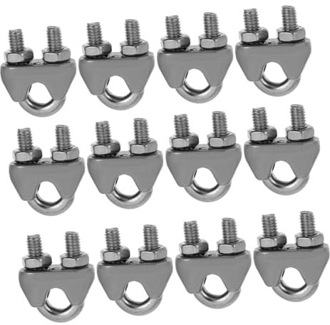 MAGICLULU 12piezas Clip De Cable De Acero Inoxidable Abrazadera Para Cables Sujetador De Cuerda De Alambre Para Fijación De Instalaciones Eléctricas