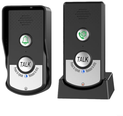 Zeroupshop Intercomunicador bidireccional Timbre con largo alcance 1km comunicación impermeable diseño recargable 2000mAh batería para el sistema de seguridad del hogar Entrada de puerta inalámbrica