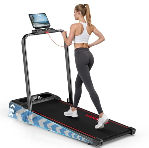 Tapis Roulant Pieghevole, VANNECT 5 IN 1 con Inclinazione, 1-12KM/H Walking Pad Elettrico, Telecomando e Display LED, APP, Portatile per Casa Tapis Roulant Salvaspazio Capacità 150kg