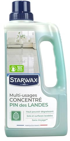 STARWAX - Nettoyant Fraîcheur Pin des Landes - Nettoie et Dégraisse les Sols et Surfaces Lavables - A Base d'Huiles Essentielles de Pin - Sans Rinçage* - Fabriqué en France - 1L - 200m² - Lot de 2