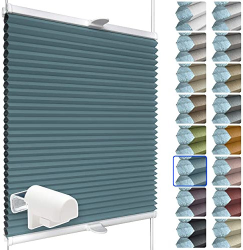 SchattenFreude Waben-Plissee für Fenster | 100% verdunkelnd/Blackout | Mit Klemm-Haltern | Klemmfix ohne Bohren | Pastellblau (Weiße Rückseite), Breite: 30cm x Höhe: 100cm
