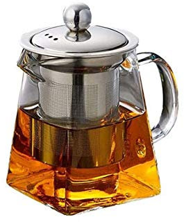 KAV Théière en verre borosilicate résistant à la chaleur 250 ml avec infuseur en acier inoxydable pour thé en vrac – Parfaite pour le thé, le café