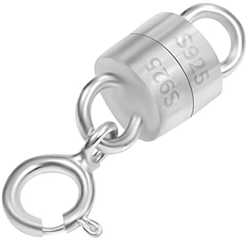 Belle Vous Reines 925er Silber Kette Mit Magnetverschluss - 6mm x 16mm - Leichter Karabinerverschluss für DIY Schmuck - Kettenverlängerung für Halsketten, Armbänder und Fußkettchen